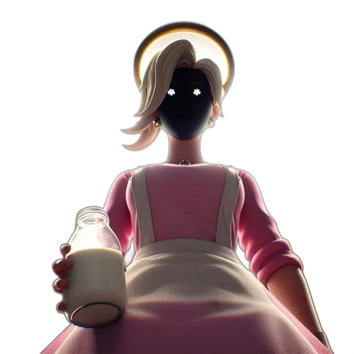 dress, bottle, crown, staff, concept art, anime, 3d render, vaporwave transparent PNG cut-out