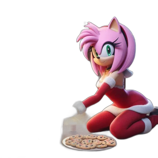 food, 3d render, concept art, animated, figure, pink, hair, santa-like transparent PNG cut-out