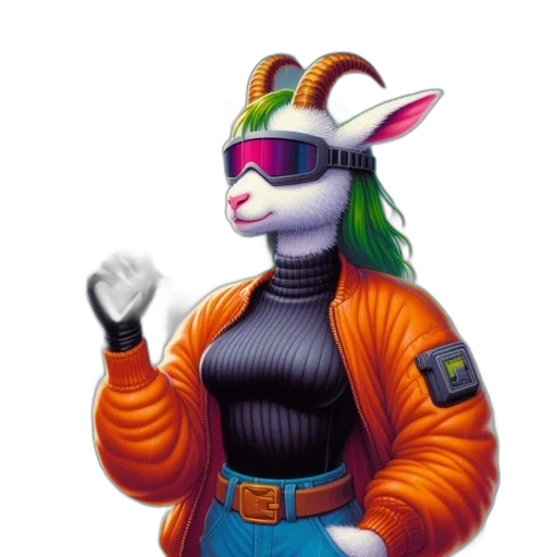 staff, jacket, robot, animal, concept art, pixel art, fantasy art, 3d render transparent PNG cut-out
