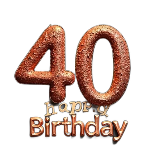 3d render, happy, birthday, 40th transparent PNG cut-out