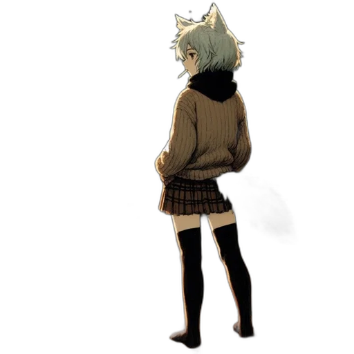 dress, jacket, staff, mask, concept art, watercolor, anime, pixel art transparent PNG cut-out