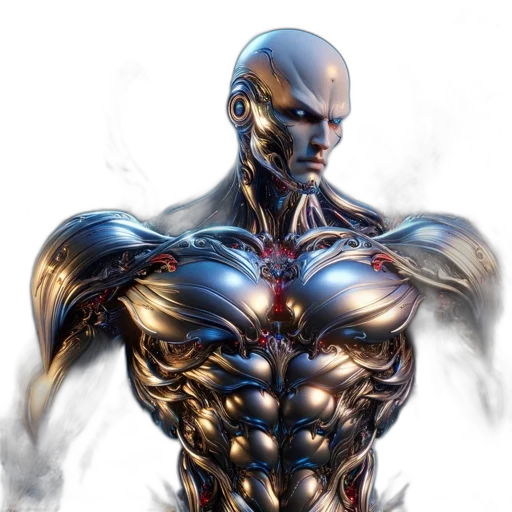 robot, concept art, comic book art, 3d render, fantasy art, detailed, metallic, robot-like transparent PNG cut-out