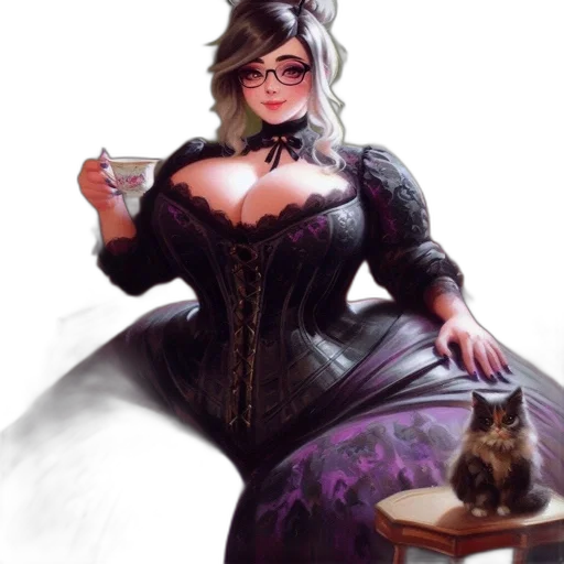 dress, fantasy art, concept art, comic book art, photorealistic, victorian-style, woman, silver transparent PNG cut-out