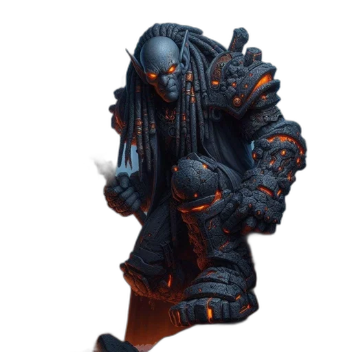 creature, mask, robot, staff, concept art, fantasy art, 3d render, cyberpunk transparent PNG cut-out