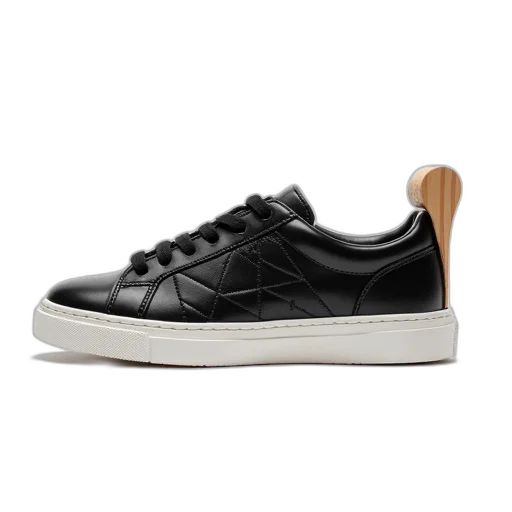 shoes, black, leather, sneaker, glossy, finish, white, sole transparent PNG cut-out