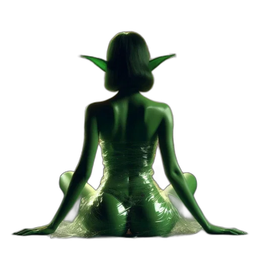 dress, creature, concept art, 3d render, fantasy art, pixel art, outer space, green transparent PNG cut-out
