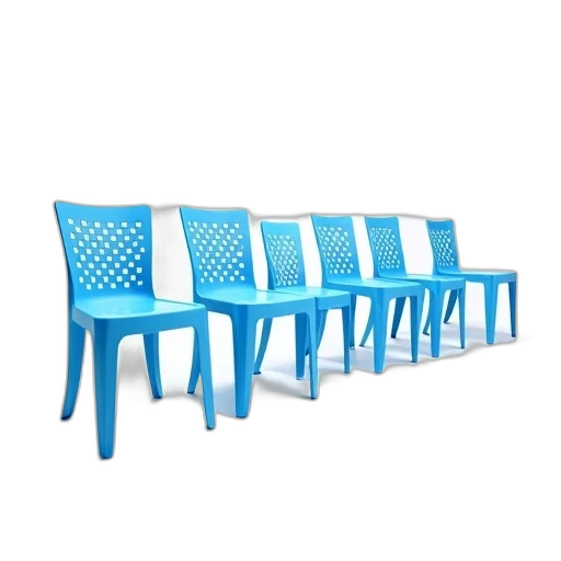 furniture, staff, 3d render, photorealistic, blue, row, six, plastic transparent PNG cut-out
