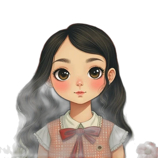 dress, face, staff, cartoon transparent PNG cut-out