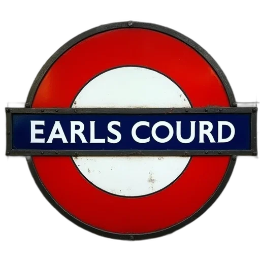 old, white, red, london, underground, sign, words, earls transparent PNG cut-out