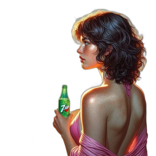 bottle, dress, jacket, photorealistic, oil painting, concept art, vaporwave, neon lights transparent PNG cut-out