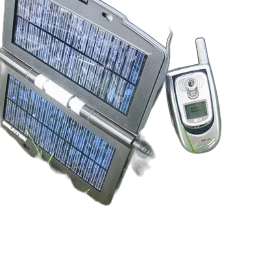 3d render, solar-powered, device, charges, flip, phone, grass transparent PNG cut-out