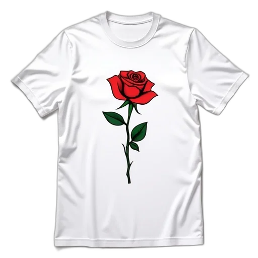 flower, 3d render, red, white, t-shirt, rose, design, front transparent PNG cut-out