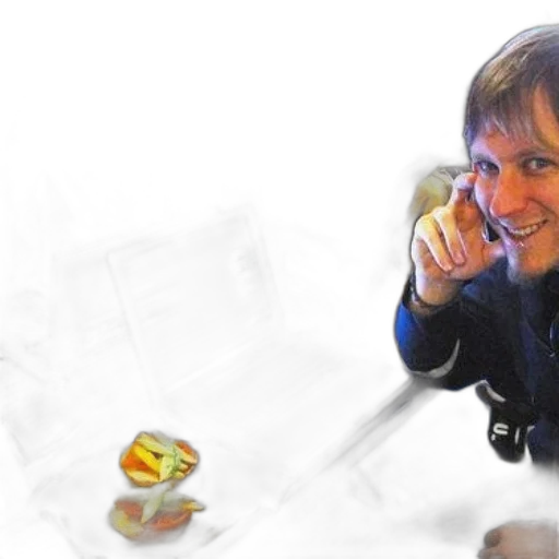 staff, photorealistic, concept art, 3d render, man, smiles, while, sitting transparent PNG cut-out