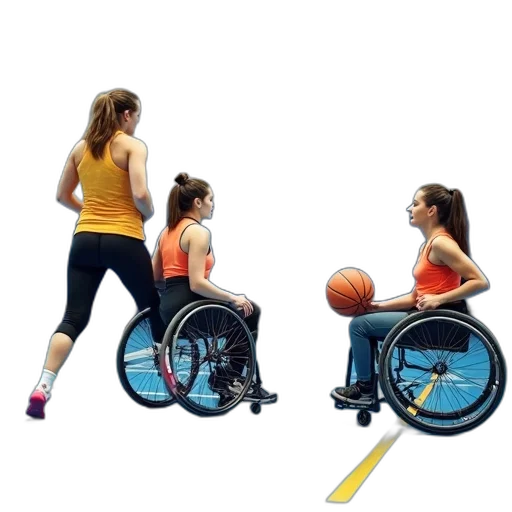 group, people, playing, wheelchair, basketball, court, blue, flooring transparent PNG cut-out