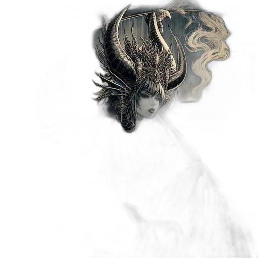 hair, mask, crown, face, photorealistic, concept art, fantasy art, watercolor transparent PNG cut-out