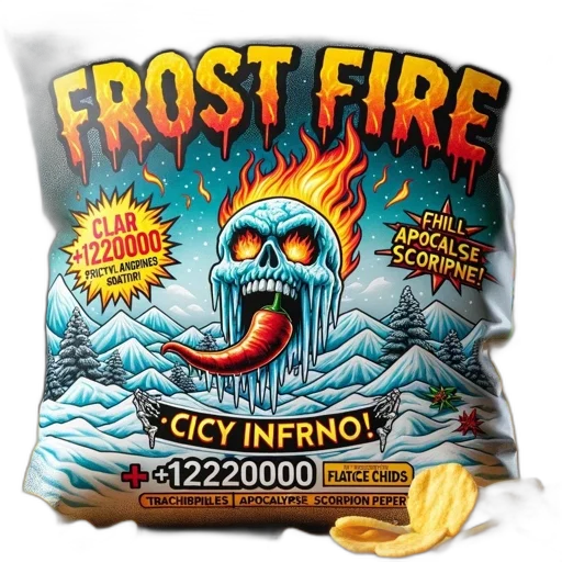 food, concept art, fire, package, labeled, frost, contains, flame transparent PNG cut-out