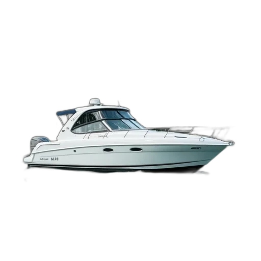 white, speedboat, cabin, large, canopy, floating, calm, body transparent PNG cut-out