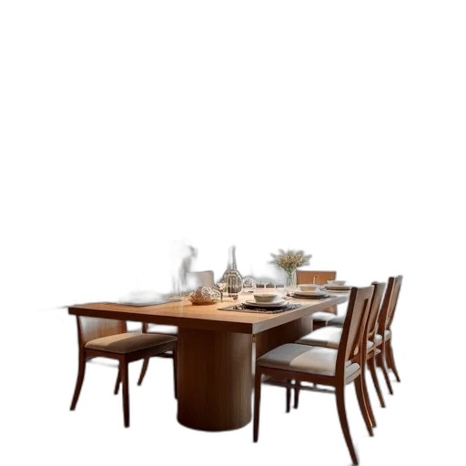 furniture, 3d render, photorealistic, earth tones, modern, dining, area, long transparent PNG cut-out