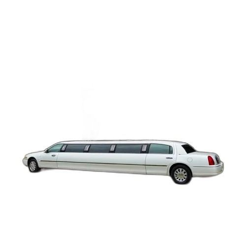 car, staff, 3d render, concept art, white, stretch, limousine, parked transparent PNG cut-out