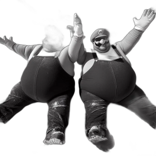 3d render, concept art, photorealistic, cartoon, two, individuals, dressed, like transparent PNG cut-out