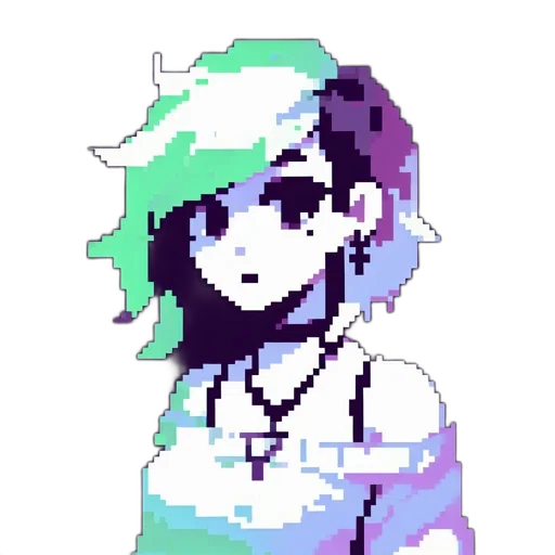 staff, dress, jacket, hat, pixel art, vaporwave, anime, cartoon transparent PNG cut-out