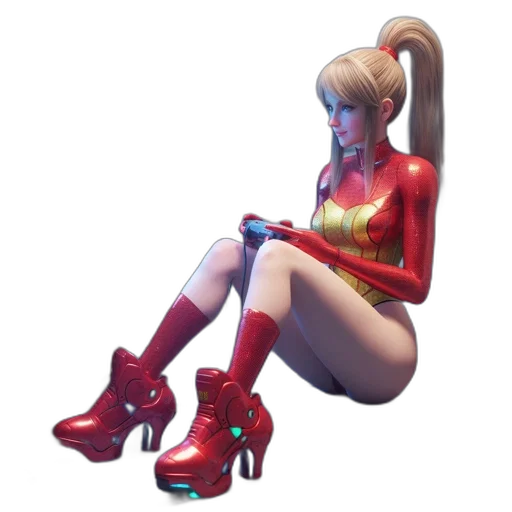 shoes, weapon, robot, dress, concept art, 3d render, comic book art, fantasy art transparent PNG cut-out