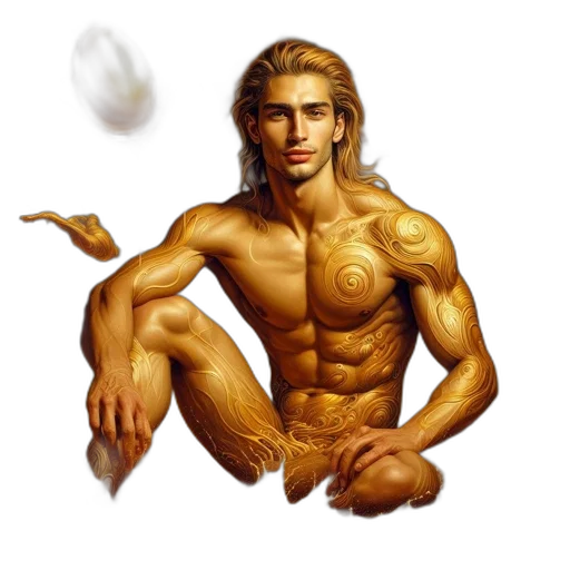 fantasy art, concept art, pixel art, photorealistic, male, figure, flowing, hair transparent PNG cut-out