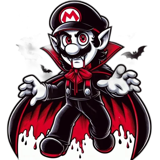staff, mask, pixel art, concept art, cartoon, comic book art, dark, mario transparent PNG cut-out