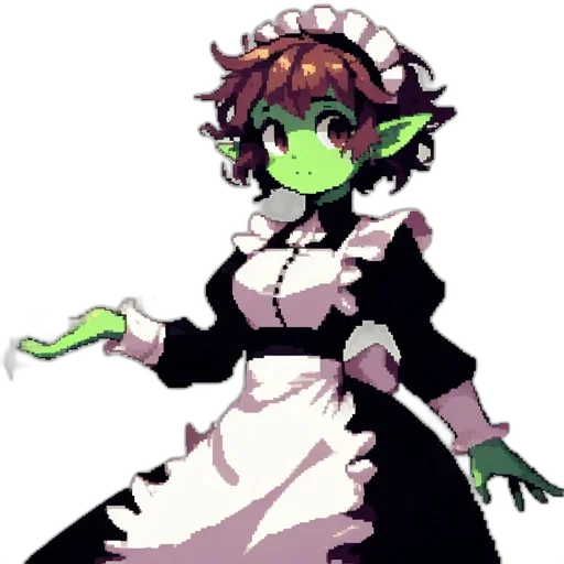 staff, dress, creature, crown, pixel art, concept art, fantasy art, anime transparent PNG cut-out