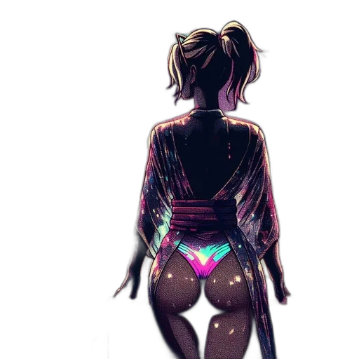 dress, jacket, robot, mask, cyberpunk, concept art, watercolor, fantasy art transparent PNG cut-out