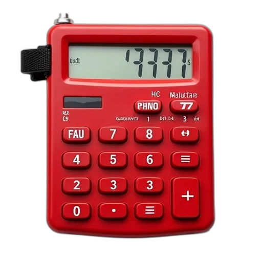 weapon, staff, red, calculator, digital, display, showing, numbers transparent PNG cut-out