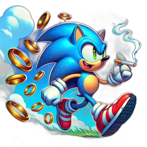 concept art, pixel art, 3d render, comic book art, blue, illustration, portrays, sonic transparent PNG cut-out