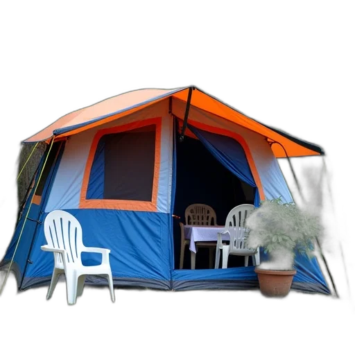 umbrella, 3d render, blue, orange, tent, checkered, pattern, set transparent PNG cut-out