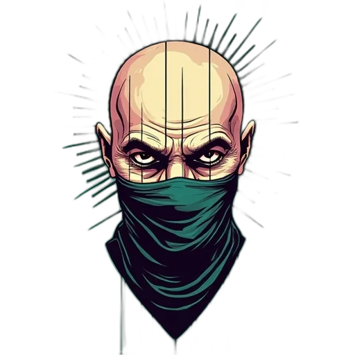 mask, face, staff, weapon, comic book art, cyberpunk, concept art, pixel art transparent PNG cut-out