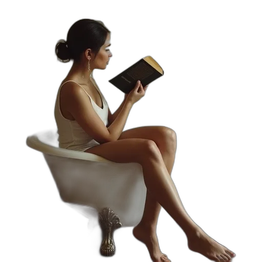 furniture, woman, sits, bathtub transparent PNG cut-out
