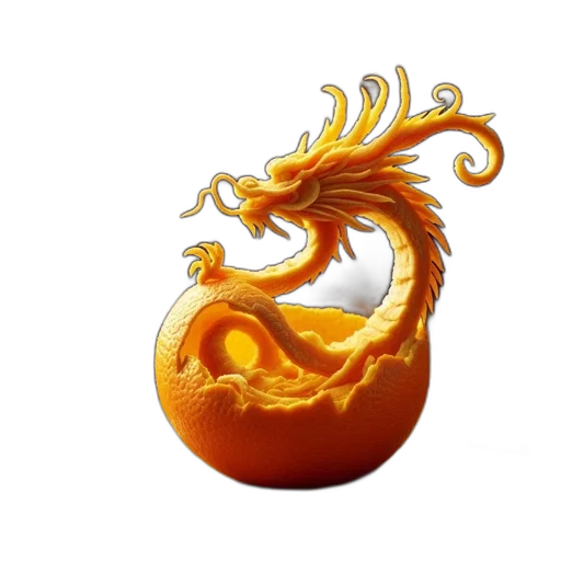 dragon, food, crown, jewelry, 3d render, fantasy art, concept art, photorealistic transparent PNG cut-out