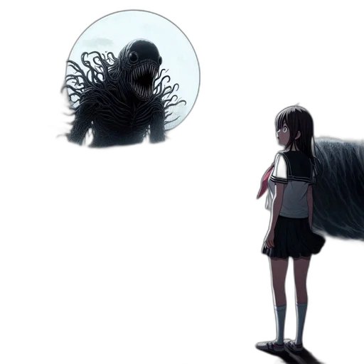 creature, animal, hair, mask, concept art, 3d render, anime, fantasy art transparent PNG cut-out