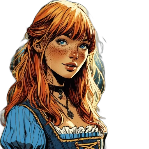 dress, face, comic book art, fantasy art, concept art, cartoon, blue, young transparent PNG cut-out