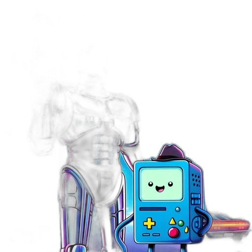robot, weapon, creature, animal, vaporwave, pixel art, concept art, cyberpunk transparent PNG cut-out
