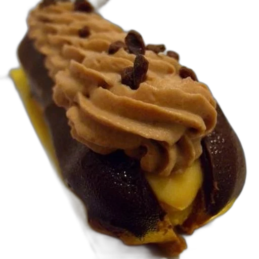 food, crown, chocolate, eclair, creamy, filling, shavings, top transparent PNG cut-out