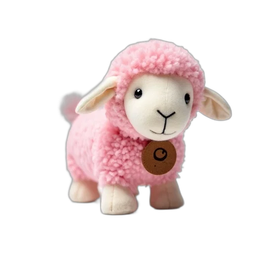 animal, 3d render, plush, toy, sheep, pink, body, white transparent PNG cut-out