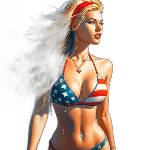 comic book art, photorealistic, fantasy art, concept art, woman, blonde, hair, stands transparent PNG cut-out