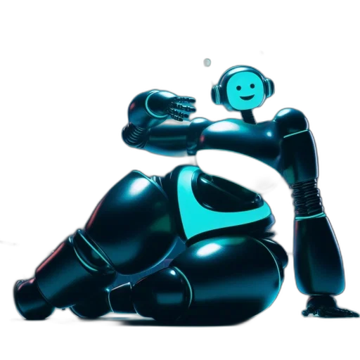 robot, concept art, 3d render, cyberpunk, vaporwave, blue, anthropomorphic, dressed transparent PNG cut-out