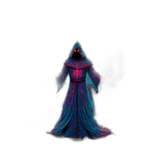 creature, dress, mask, staff, concept art, pixel art, fantasy art, 3d render transparent PNG cut-out