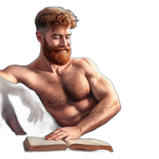 fantasy art, photorealistic, watercolor, concept art, man, red, beard, lies transparent PNG cut-out