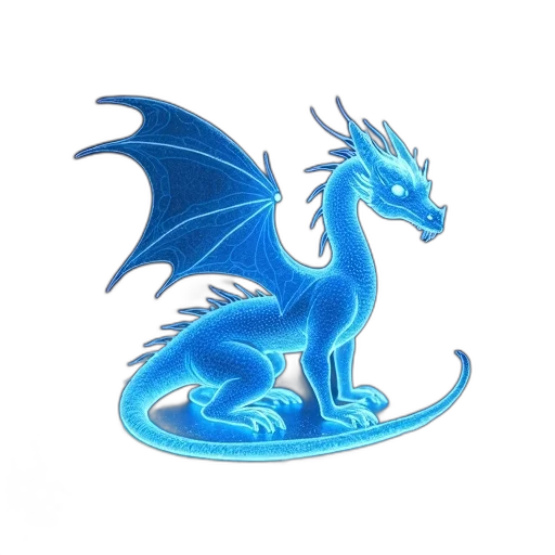 dragon, staff, fantasy art, concept art, pixel art, 3d render, blue, stylized transparent PNG cut-out