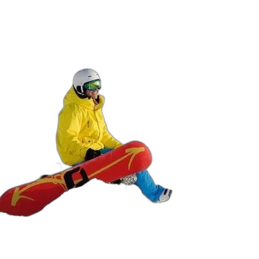 jacket, snowboarder, yellow, blue transparent PNG cut-out