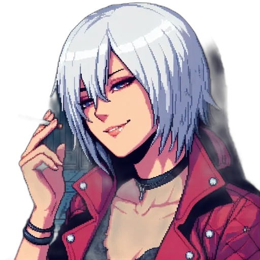 jacket, face, pixel art, anime transparent PNG cut-out