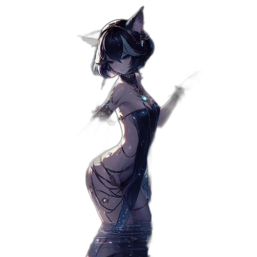 dress, staff, mask, creature, concept art, fantasy art, cyberpunk, pixel art transparent PNG cut-out