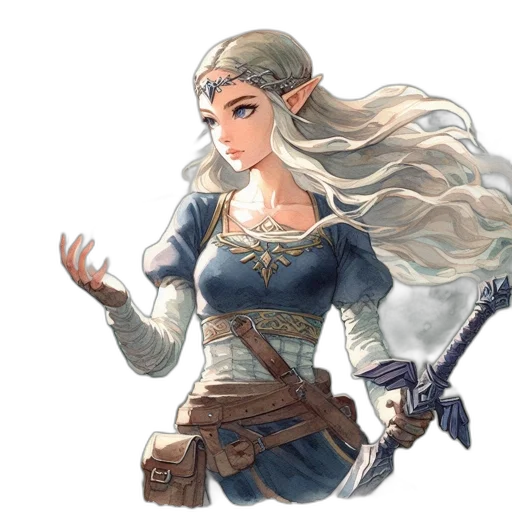 staff, sword, dress, weapon, fantasy art, concept art, pixel art, watercolor transparent PNG cut-out